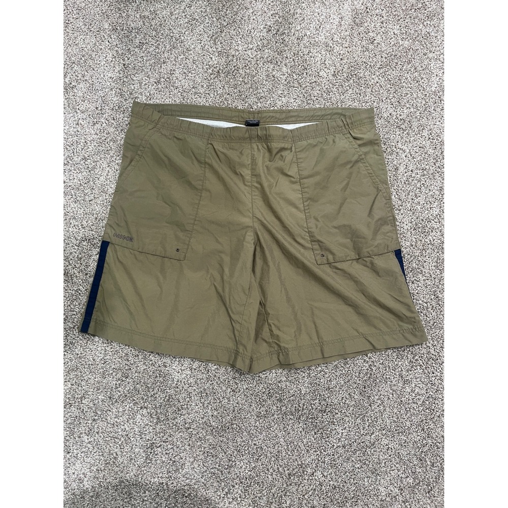 Nike Mens XXL Nylon Cargo Shorts Olive Green Navy Stripe Mesh Lined Hiking Q968